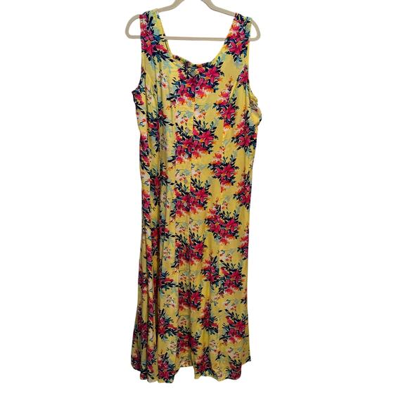 Koret 100% Rayon Feminine Floral Button Down Maxi Sundress Women's Size XL - Picture 5 of 8